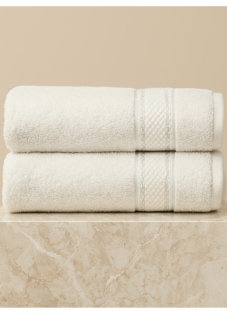 فابينني منشفة حمام قطنية من قطعتين، مقاس 80×160 سم، ناعمة وماصة، وزن 420 جرام لكل متر مربع، منشفة حمام كبيرة بيضاء للسبا والشاطئ والفنادق والمنزل - Image 1