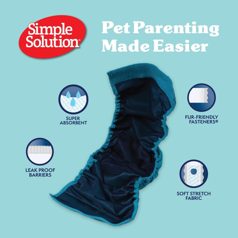 Simple Solution Washable Male Dog Diapers | Absorbent Male Wraps with Leak Proof Fit | Excitable Urination, Incontinence, or Male Marking | 1 Reusable Dog Diaper Per Pack, Whites & Tans, Large (11242) - Image 3