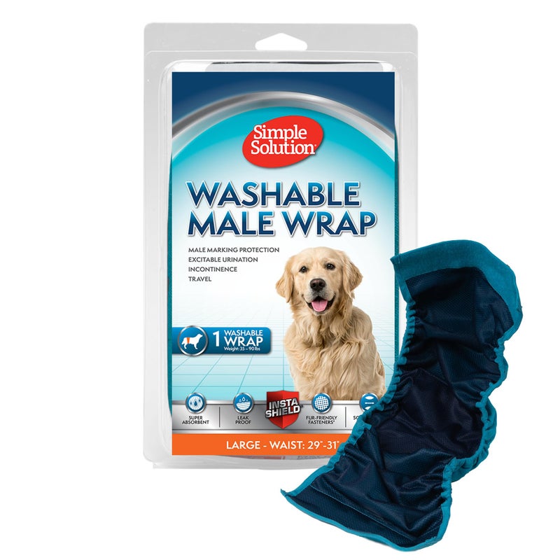 Simple Solution Washable Male Dog Diapers | Absorbent Male Wraps with Leak Proof Fit | Excitable Urination, Incontinence, or Male Marking | 1 Reusable Dog Diaper Per Pack, Whites & Tans, Large (11242) - Image 1