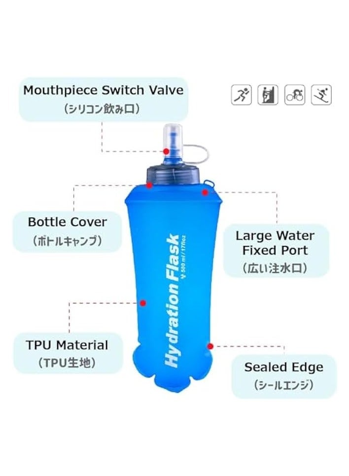 Green Tiger Running Hydration Bladder, BPA-Free,Foldable TPU soft water bottle water storage bag for Running Cycling Hiking Camping Backpack（2 Pack/1L） - Image 2