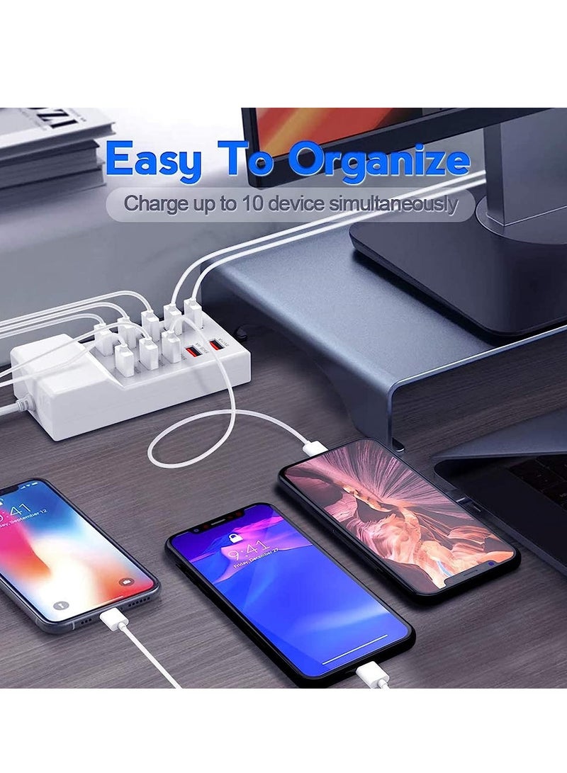USB Charger 50W 10 Ports USB Charging Station with Rapid Charging Auto Detect Technology Safety Family-Sized Smart USB Ports for Multiple Devices - Image 4