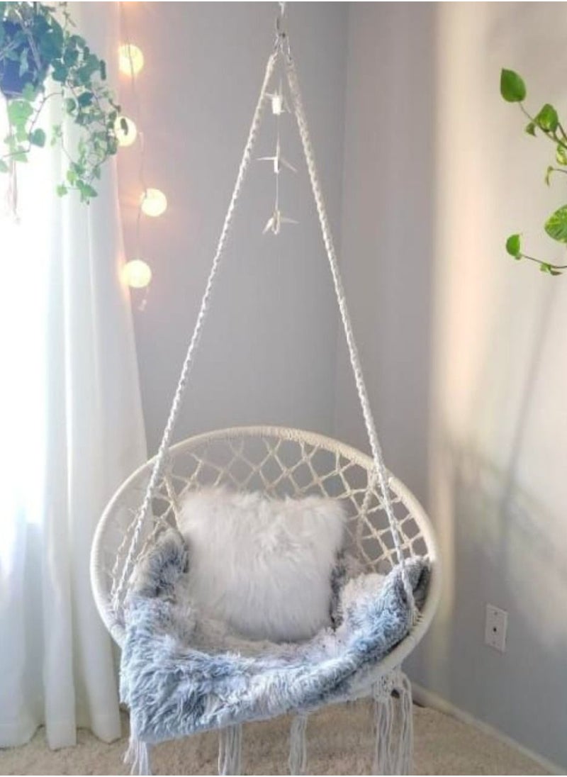 Generic - Hammock Swing Chair Macrame Bohemian Style Cotton Rope Hanging Swing for Kid Adult Swings Hanging Safety Hammock Chair - Image 1