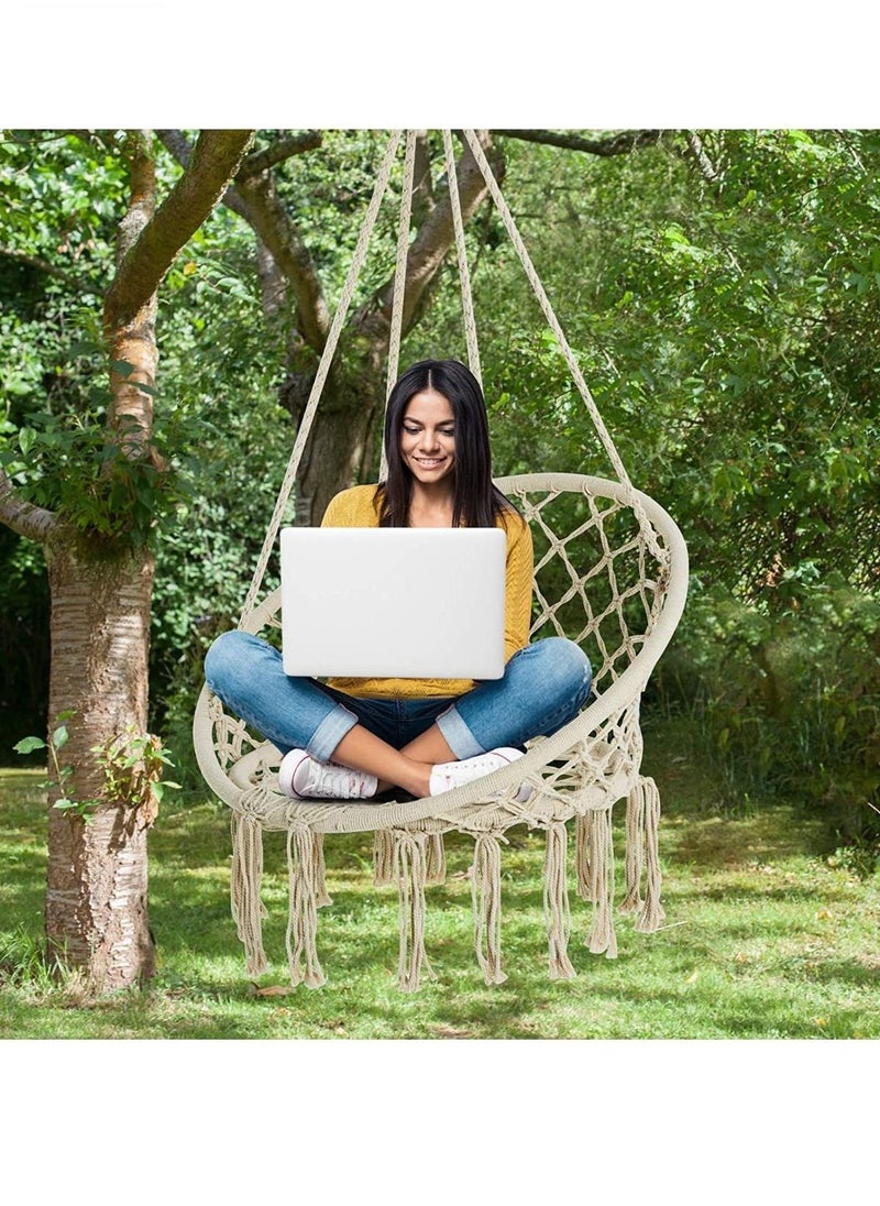 Generic - Hammock Swing Chair Macrame Bohemian Style Cotton Rope Hanging Swing for Kid Adult Swings Hanging Safety Hammock Chair - Image 1