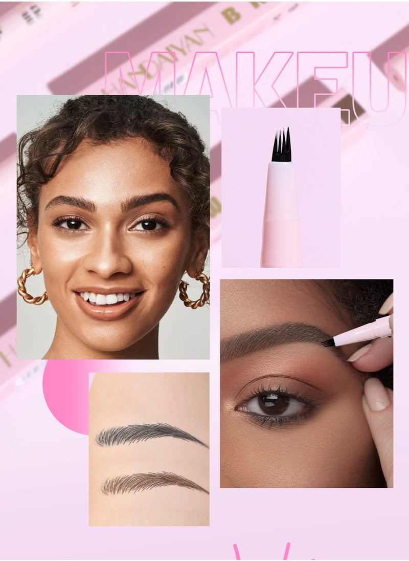 Handaiyan - Liquid Eyebrow Pencil Waterproof Long Lasting Four-Fork Natural Ultra Precise Sweat-Proof Non-Marking New Formula Longwear Brow Tint Brown - Image 1