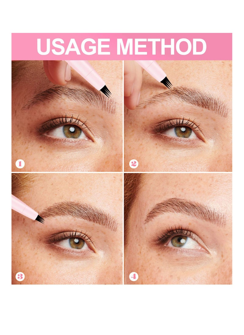 Handaiyan - Liquid Eyebrow Pencil Waterproof Long Lasting Four-Fork Natural Ultra Precise Sweat-Proof Non-Marking New Formula Longwear Brow Tint Brown - Image 1