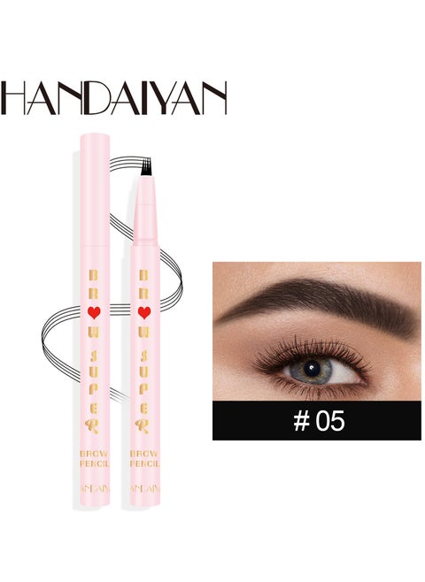 Liquid Eyebrow Pencil Waterproof Long Lasting Four-Fork Natural Ultra Precise Sweat-Proof Non-Marking New Formula Longwear Brow Tint Brown