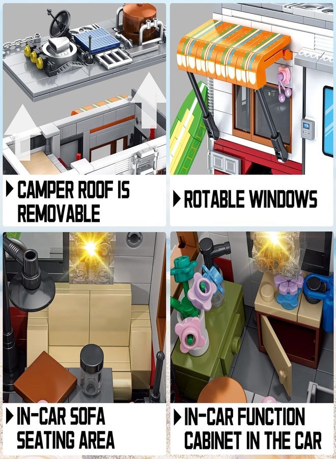 CSNRHG Camping Van Construction Toy 924 Pieces Building Block Set with Picnic Table Grill & Fire Scene Gift for Kids Teens & Vehicle Fans - Image 4