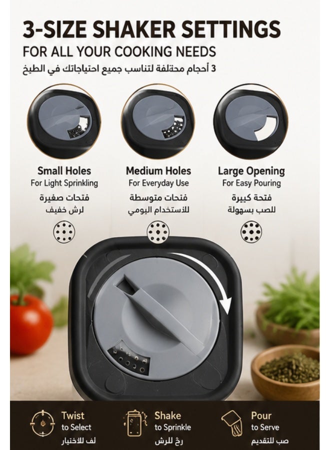 6-Piece Acrylic Spice Jar Set 250ml with 3-Size Adjustable Shaker Lid – BPA-Free Airtight Clear Seasoning Containers for Kitchen Storage & Organization - Image 2