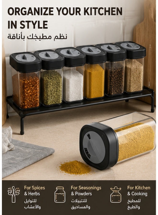 6-Piece Acrylic Spice Jar Set 250ml with 3-Size Adjustable Shaker Lid – BPA-Free Airtight Clear Seasoning Containers for Kitchen Storage & Organization - Image 4