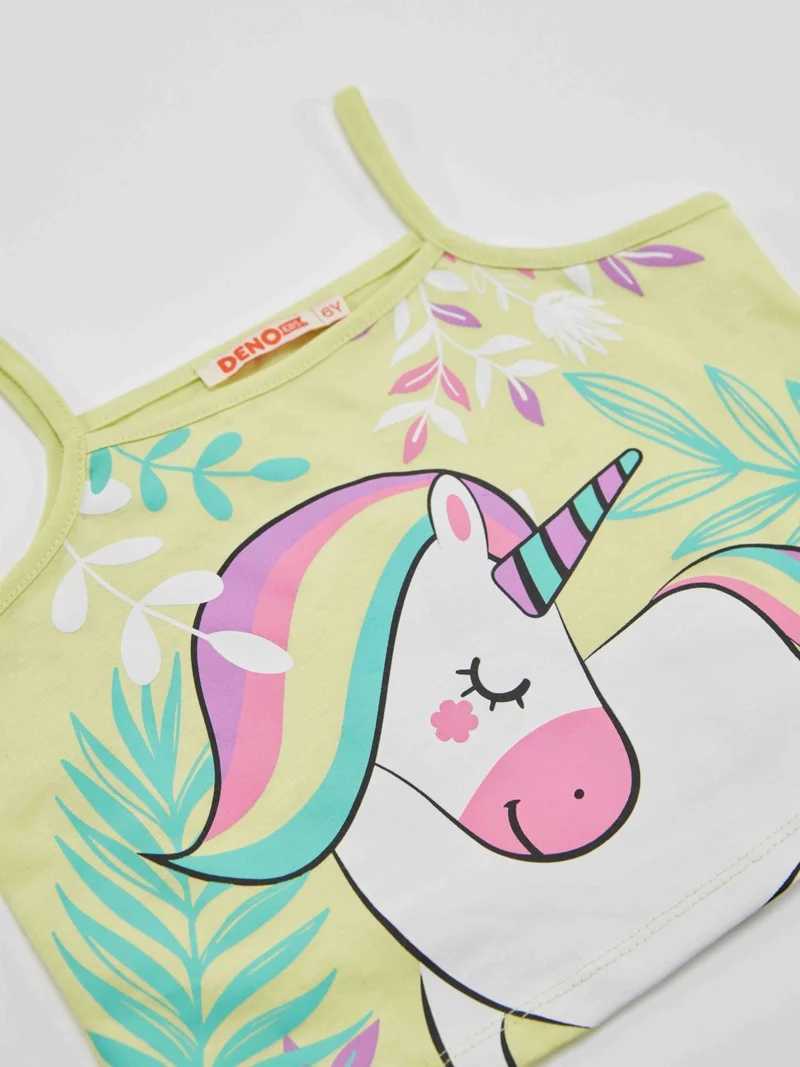 Denokids Forest Unicorn Girls T-Shirt Shorts Set