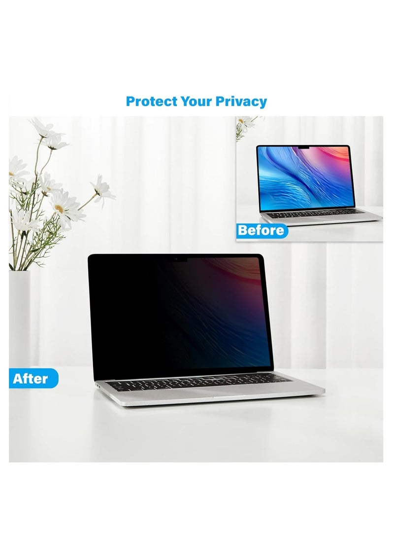 حماية شاشة خصوصية 1Pack متوافقة مع ماك بوك إير 15 بوصة إصدار 2025 A3241 شريحة M4 / إصدار 2023 A2941 شريحة M2 / إصدار 2024 A3114 شريحة M3، فلتر شاشة خصوصية للابتوب فيلم غير لامع مضاد للتوهج ومقاوم للخدوش - Image 4