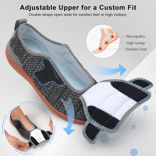 JOINFREE Wide Toe Box Diabetic Shoes for Women & Men with Adjustable Upper, Zero Drop, Non Slip Causal Walking Sneakers, Comfortable for Swollen Feet, Edema, Arthritis & Elderly Size Women 9/Men 7 - Image 3