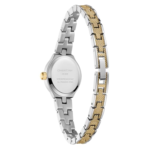 CHEETAH Womens GoldSilver Dainty Watch with Classic Retro Bracelet Oval Case and Minimalist DialGift for Her - Image 3