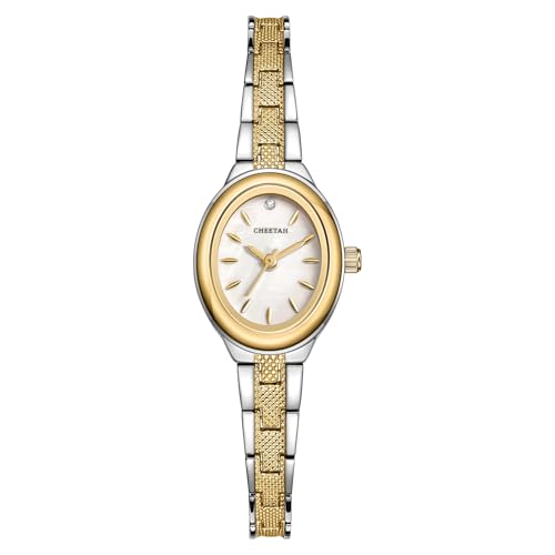 CHEETAH Womens GoldSilver Dainty Watch with Classic Retro Bracelet Oval Case and Minimalist DialGift for Her - Image 1