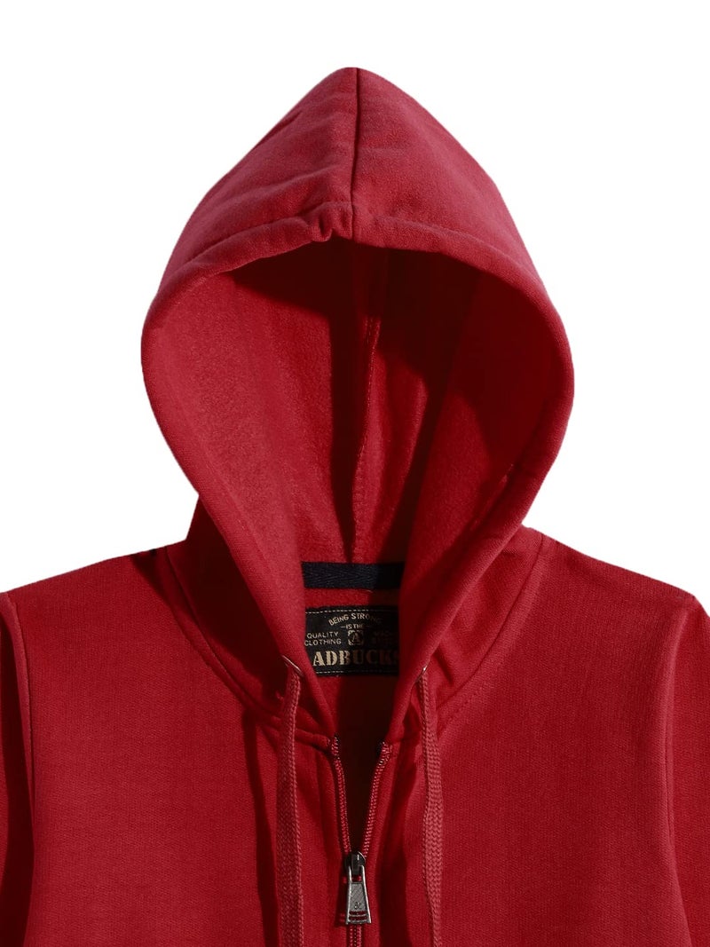 ADBUCKS Rich Cotton Full Sleeves Zipper Sweatshirt for Girls and Boys Jacket with Hoodies (Maroon, 11-12 Years) - Image 5