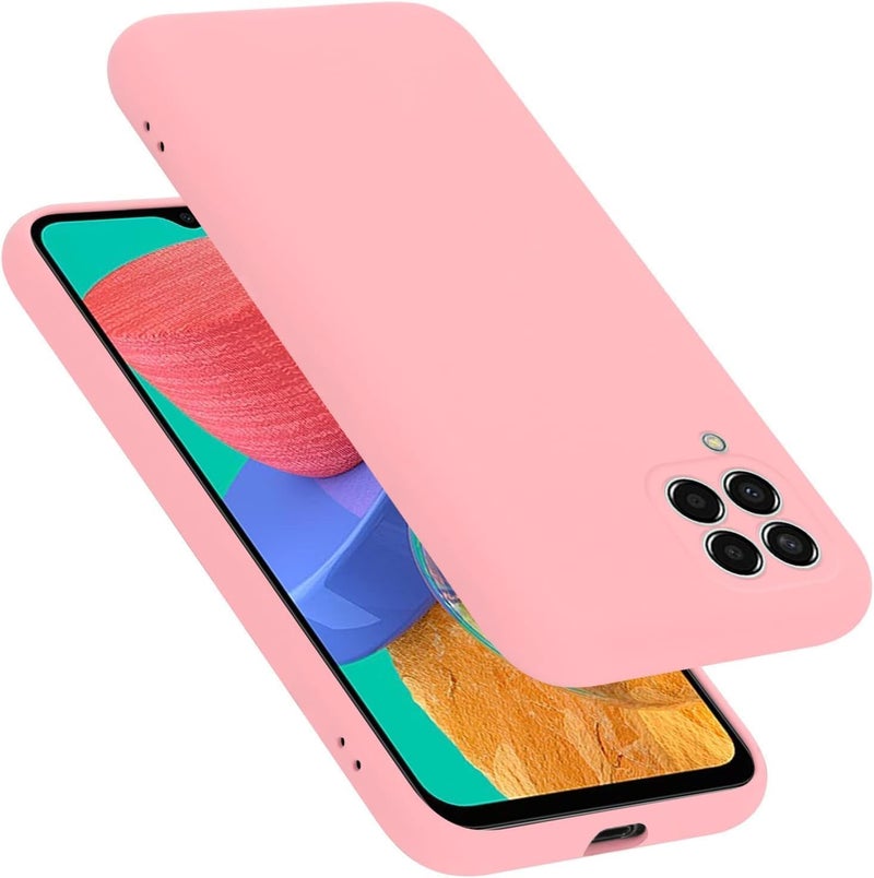 Liquid Silicone Case with Camera Protection Microfiber Lining for Samsung Galaxy A22 4G (Rose)