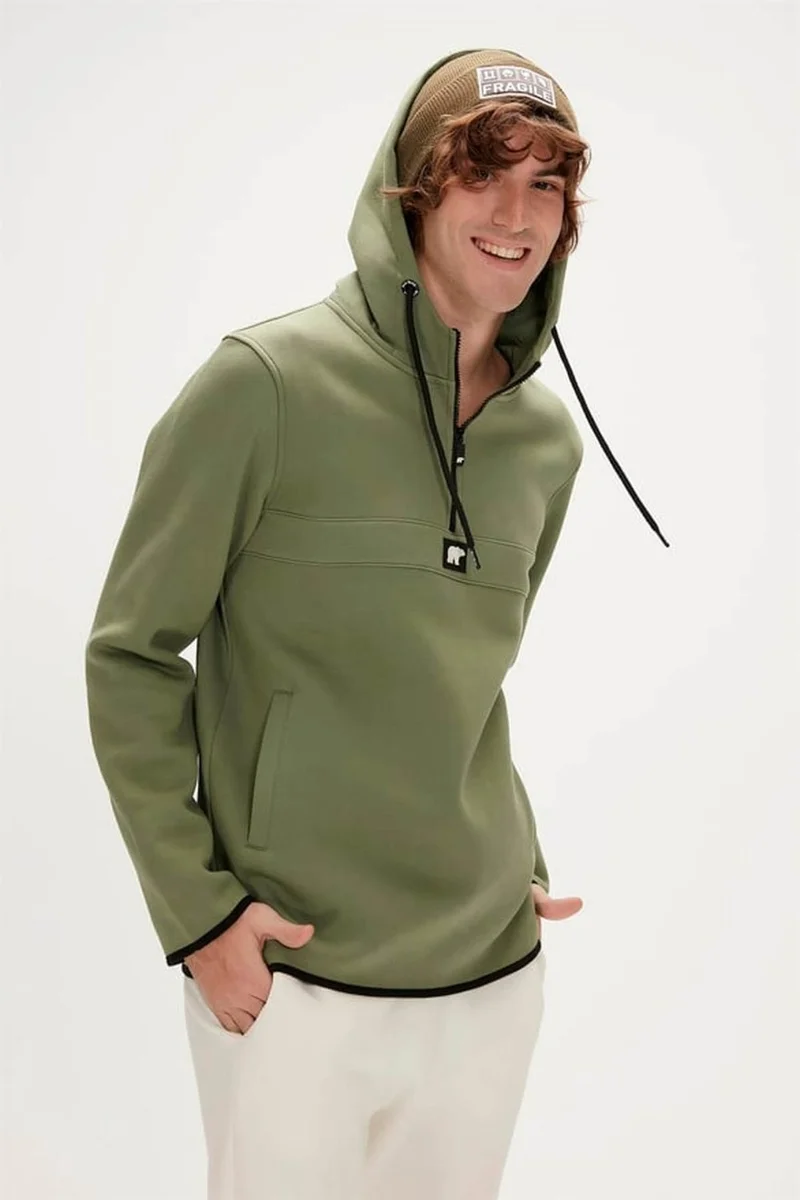 Bad Bear Men's Sweatshirt Khaki 19.02.27.027 Defense Half-Zip