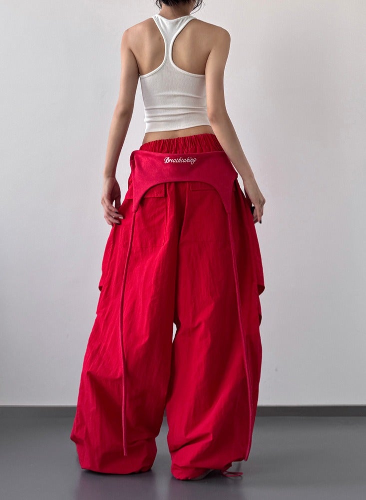 Madam Uniq Hip-Hop Vintage Style Loose Wide-Leg Cargo Pants  - Image 2