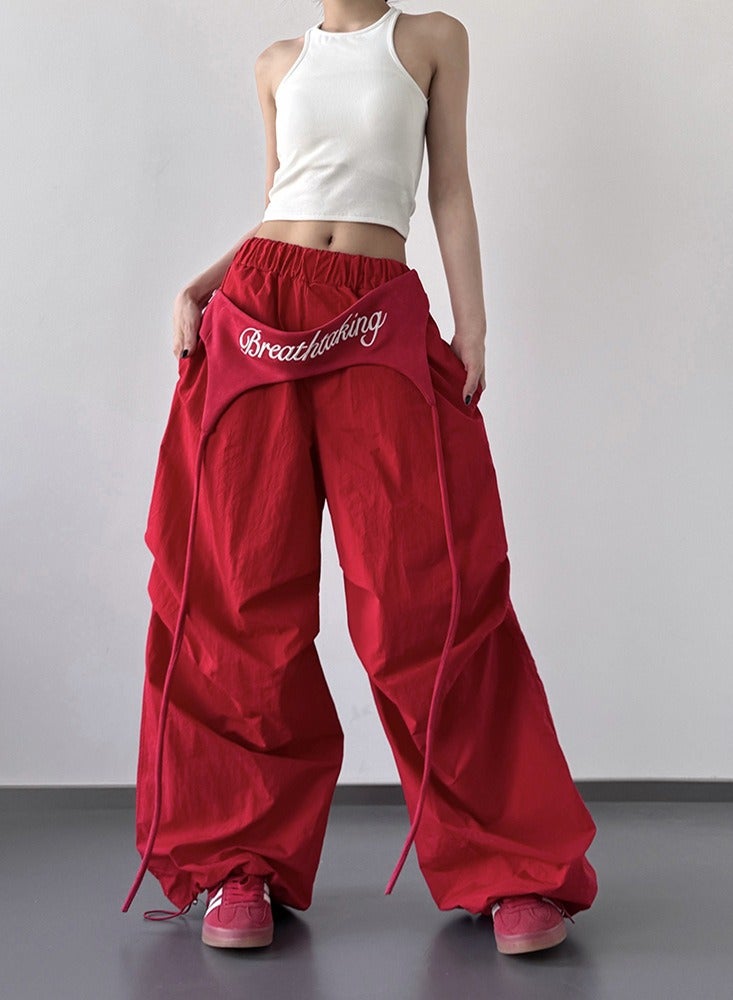 Madam Uniq Hip-Hop Vintage Style Loose Wide-Leg Cargo Pants  - Image 3