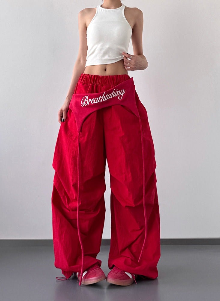 Madam Uniq Hip-Hop Vintage Style Loose Wide-Leg Cargo Pants  - Image 4