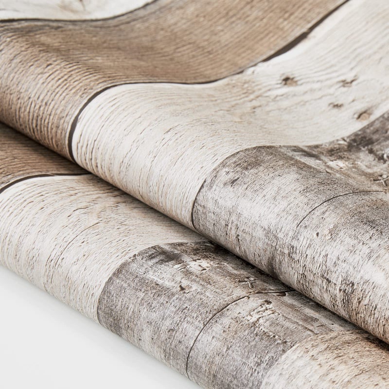 Yun-aeon Natural Wood-Grey Wood Contact Paper Peel and Stick Wallpaper 17.3"x 80"Self Adhesive Removable Vintage Faux Wood Wall Paper Plank Shelf Home Decoration Kitchen Counter Cover Use - Image 4