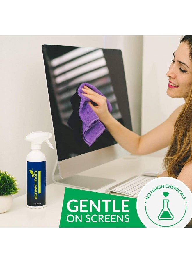 Generic - Screen Cleaner Kit - Best For Led And Lcd Tv, Computer Monitor, Laptop, And Ipad Screens – Contains Over 1,572 Sprays In Each Large 16 Ounce Bottle – Includes Premium Microfiber Cloth - Image 1