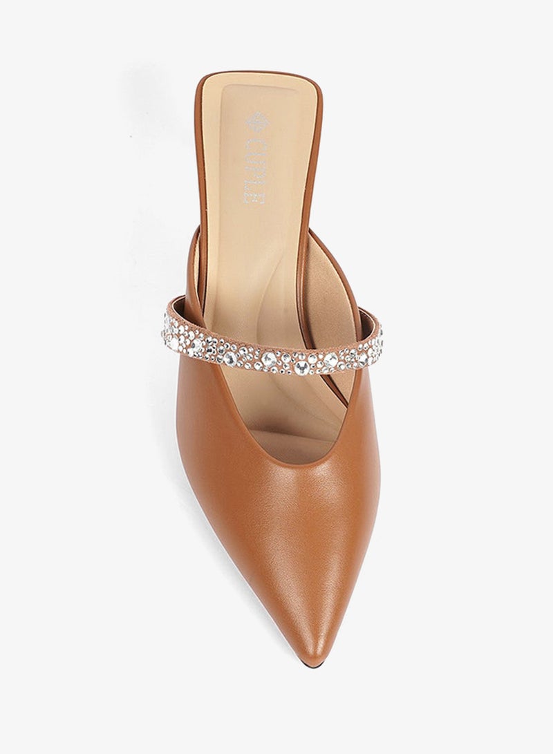 Cuple Womens embelished pointed-toe kitten heel mules - Image 3