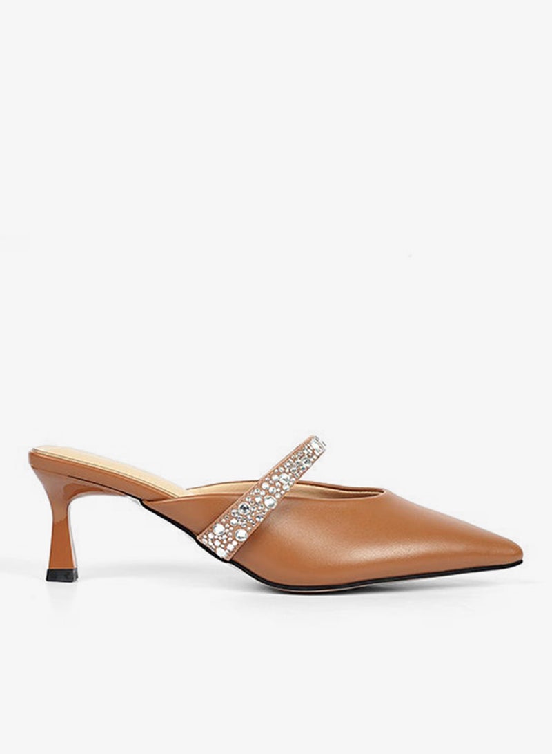 Cuple Womens embelished pointed-toe kitten heel mules - Image 2