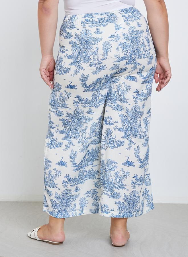 Styli Plus Wide Leg Trousers with Toile De Jouy Print - Image 4
