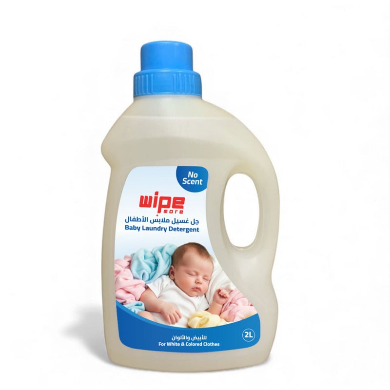 Wipe More Baby Laundry Detergent for White & Colored Clothes – Odorless, 2L