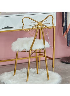 LINGWEI Vanity Chair Uniface Butterfly Bow Tie Backrest Vanity Stool with Furr Cushion Modern Vanity Chairs for Bedroom Dressing Room Nail Salon  - Image 3