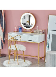 LINGWEI Vanity Chair Uniface Butterfly Bow Tie Backrest Vanity Stool with Furr Cushion Modern Vanity Chairs for Bedroom Dressing Room Nail Salon  - Image 5