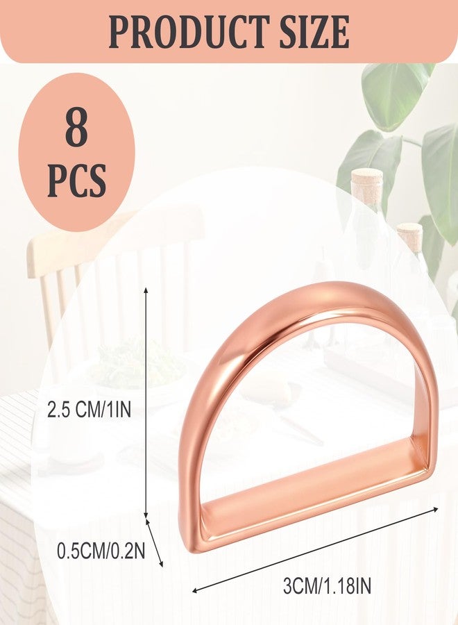 Guduling Rose Gold Napkins Ring,Napkin Rings Set of 8,Semicircle Napkin Ring,for Elegant Weddings,Candlelight Dinner, Birthday, Anniversary, and Christmas Napkins Rings Settings Decoration(8 Pcs) - Image 2