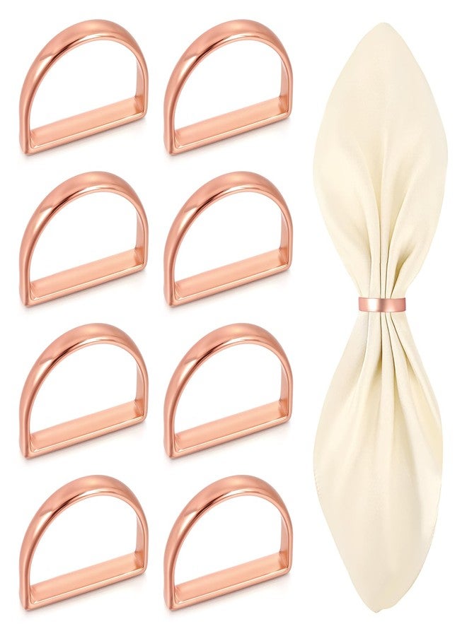 Guduling Rose Gold Napkins Ring,Napkin Rings Set of 8,Semicircle Napkin Ring,for Elegant Weddings,Candlelight Dinner, Birthday, Anniversary, and Christmas Napkins Rings Settings Decoration(8 Pcs) - Image 1
