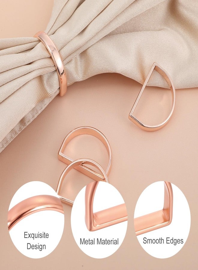 Guduling Rose Gold Napkins Ring,Napkin Rings Set of 8,Semicircle Napkin Ring,for Elegant Weddings,Candlelight Dinner, Birthday, Anniversary, and Christmas Napkins Rings Settings Decoration(8 Pcs) - Image 3