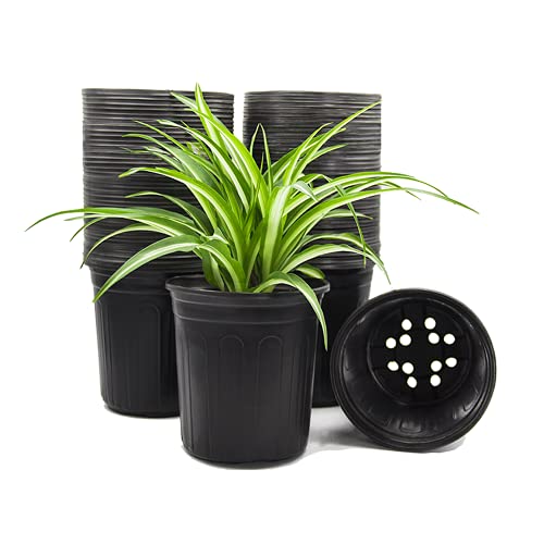 HECTOLIFE 50-Pack 1 Gallon Flexible Flower Plant Nursery Pots, Thickened Soft Plastic Seed Starting Container for Succulents, Seedlings, Cuttings, Transplanting,(Black) - Image 1