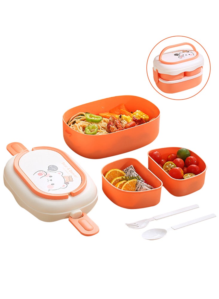 Perfii - Bento Lunch Box for Kids Lunch Box with Hidden Handle Food Container Microwavable Bento Box Detachable Large Capacity Lunchbox 1600ML - Image 1