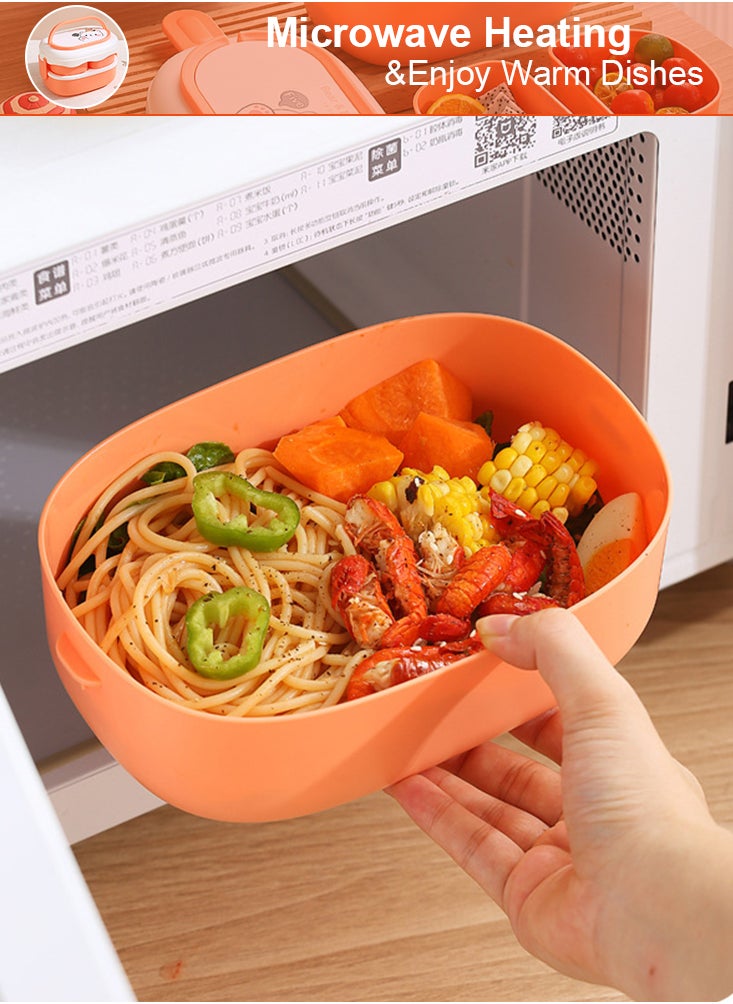 Perfii - Bento Lunch Box for Kids Lunch Box with Hidden Handle Food Container Microwavable Bento Box Detachable Large Capacity Lunchbox 1600ML - Image 1