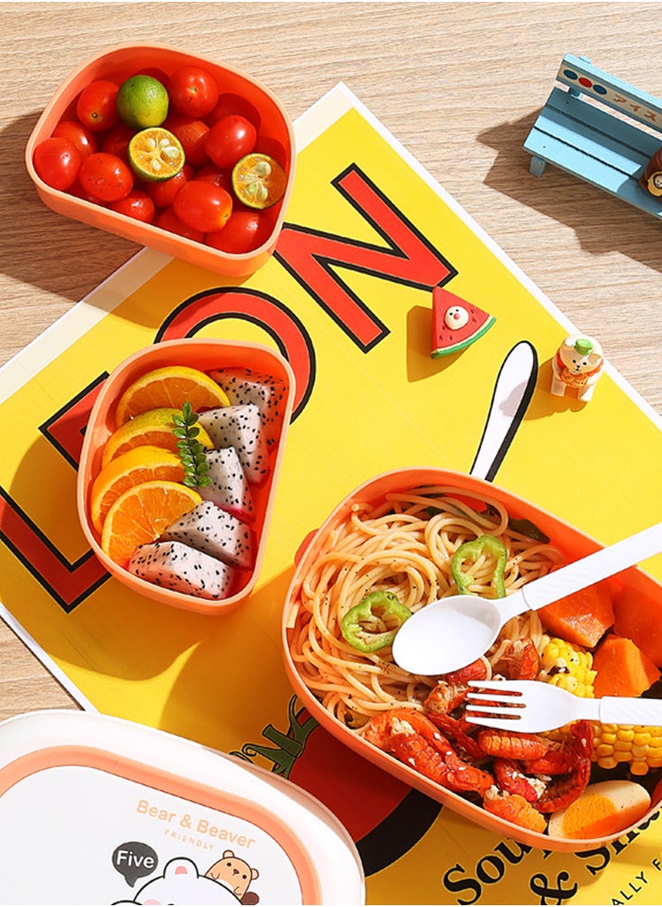 Perfii - Bento Lunch Box for Kids Lunch Box with Hidden Handle Food Container Microwavable Bento Box Detachable Large Capacity Lunchbox 1600ML - Image 1