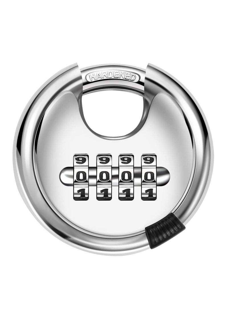 SYOSI Digital Combination Disc Padlock, 4 Digit Combination Lock Waterproof Outdoor Combination Padlock Stainless Steel Door Lock for Shed, Storage Unit, Garage, Fence, Trailer Tongue  - Image 1