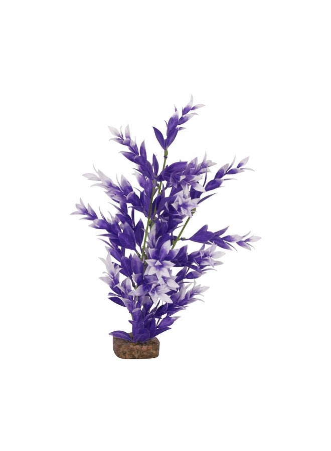 GloFish Plant Aquarium Décor, Purple And White Medium, Fluorescent Under Blue LED Light - Image 1