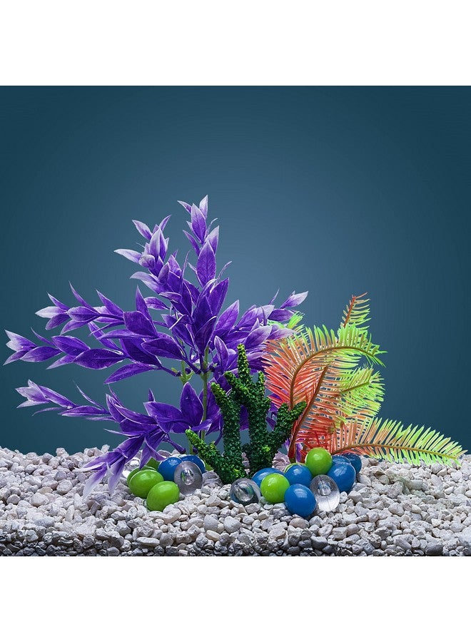 GloFish Plant Aquarium Décor, Purple And White Medium, Fluorescent Under Blue LED Light - Image 4