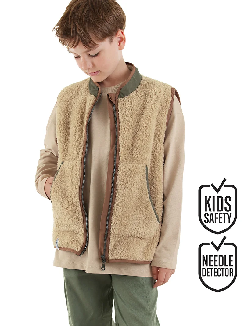 Denokids Boy Brown Plush Vest