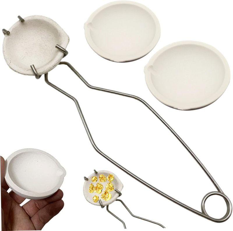 Metal Casting Kit: 3 White Ceramic Crucibles(2.2in/2.8in/3.5in) With 9.84in Tongs - High Heat Resistance(2500°F) Melting Kit For Jewelry Making Diy Casting Projects - Image 5
