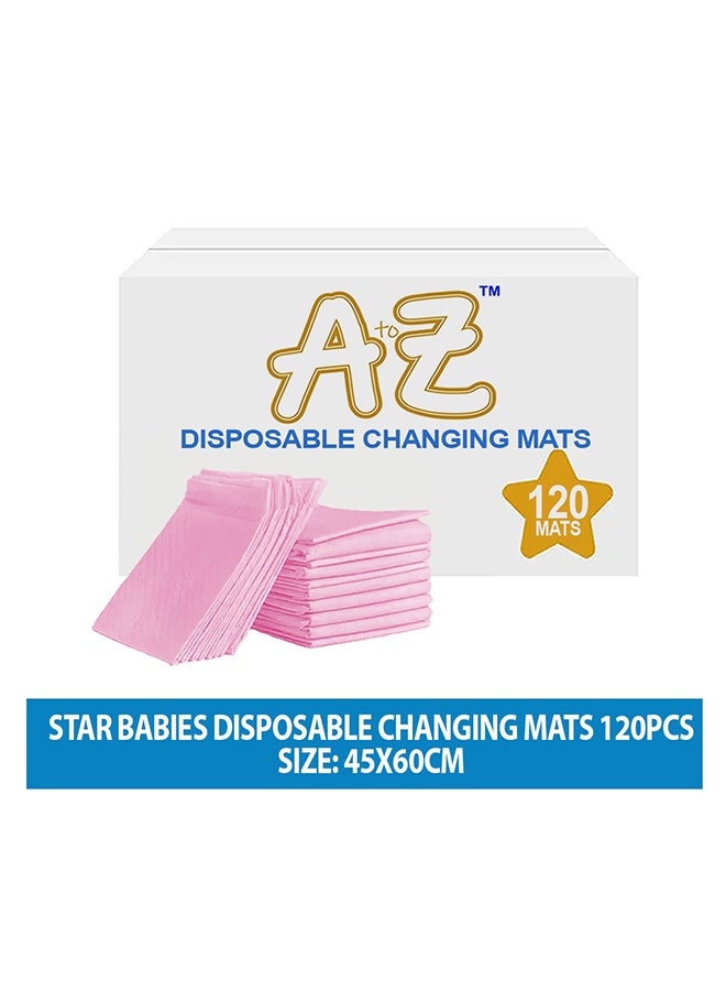 A to Z - Disposable Changing Mat size (45cm x 60cm) Large- Premium Quality for Baby Soft Ultra Absorbent Waterproof - Pack of 120 - Pink - Image 2