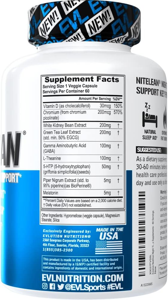 Evlution Nutrition Night Time Fat Burner Support  Overnight Sleep and Weight Loss Support Pills with Thermogenic Green Tea and White Kidney Bean Extract  Diet Pills That May Help Stubborn Fat Loss - Image 2
