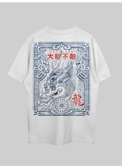 THREADCURRY Be Fearless Oversized Drop Shoulder Cotton Loose Printed T-Shirt for Men