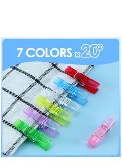 SYOSI 140 Pcs Mini Photo Clips Colored  Small Clips for Hanging Picture String 1.37 Inch Plastic Clothes Pins Transparent 7 Colors  - Image 3