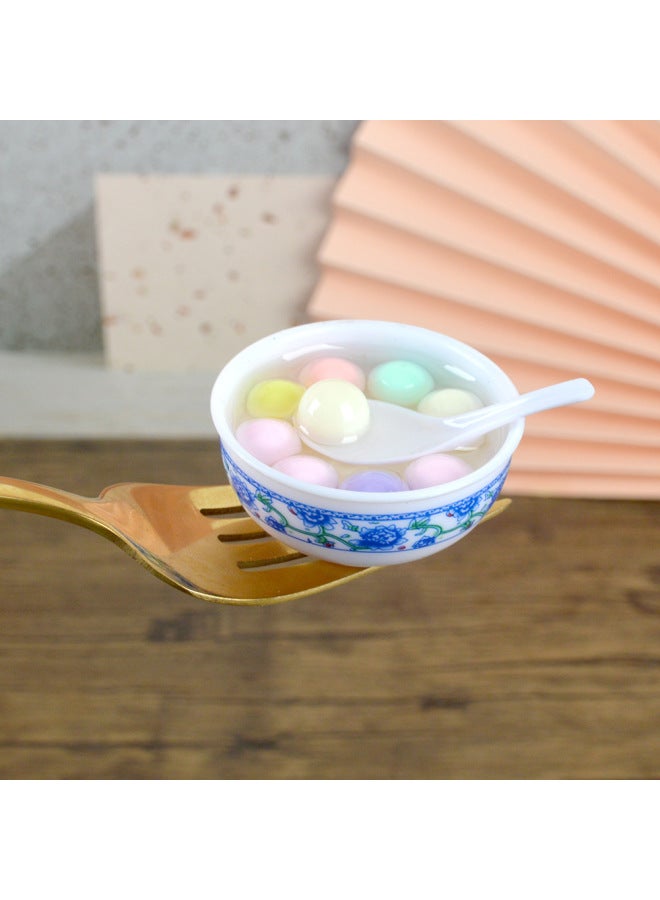 Loquat Chinese Style Small Gifts PVC Simulation Blue And White Porcelain Small Bowl Of Vegetable Noodles Microminiature Food Play Simulation Food Model Grab Week-Color:【model】 Rice - Image 5