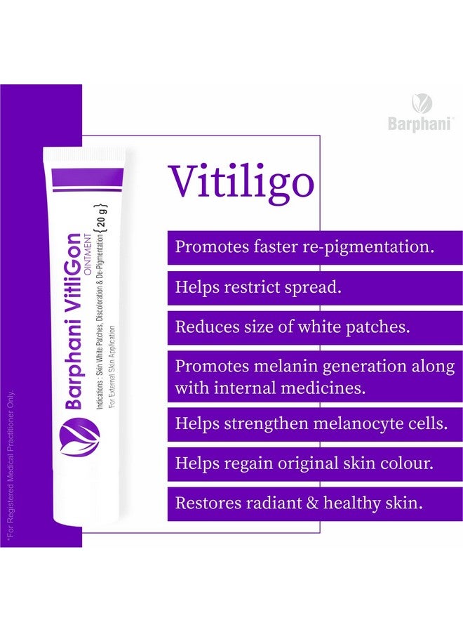 Barphani VitliGon -100% Natural Ayurvedic Vitiligo Cream Super Effective on Vitiligo White Patches Discoloration of Skin Safed Daag Leukoderma 120g - Image 3